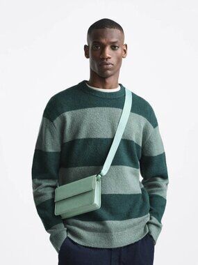 2024 ZARA Men's Flap Crossbody Bag GREEN - Dust Bag Included